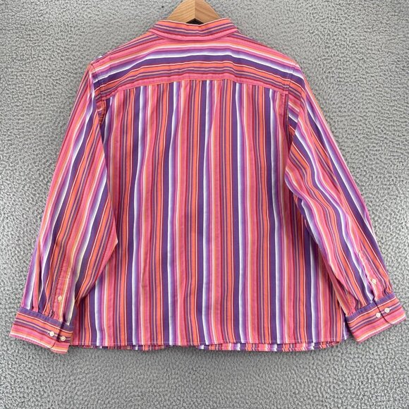 Lauren Ralph Lauren Shirt Womens 2X Plus Pink Multi Striped Button Up Collared - Picture 3 of 9